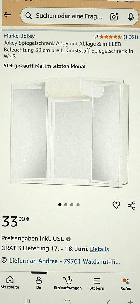 Spiegelschrank mit Beleuchtung, 59 Cm