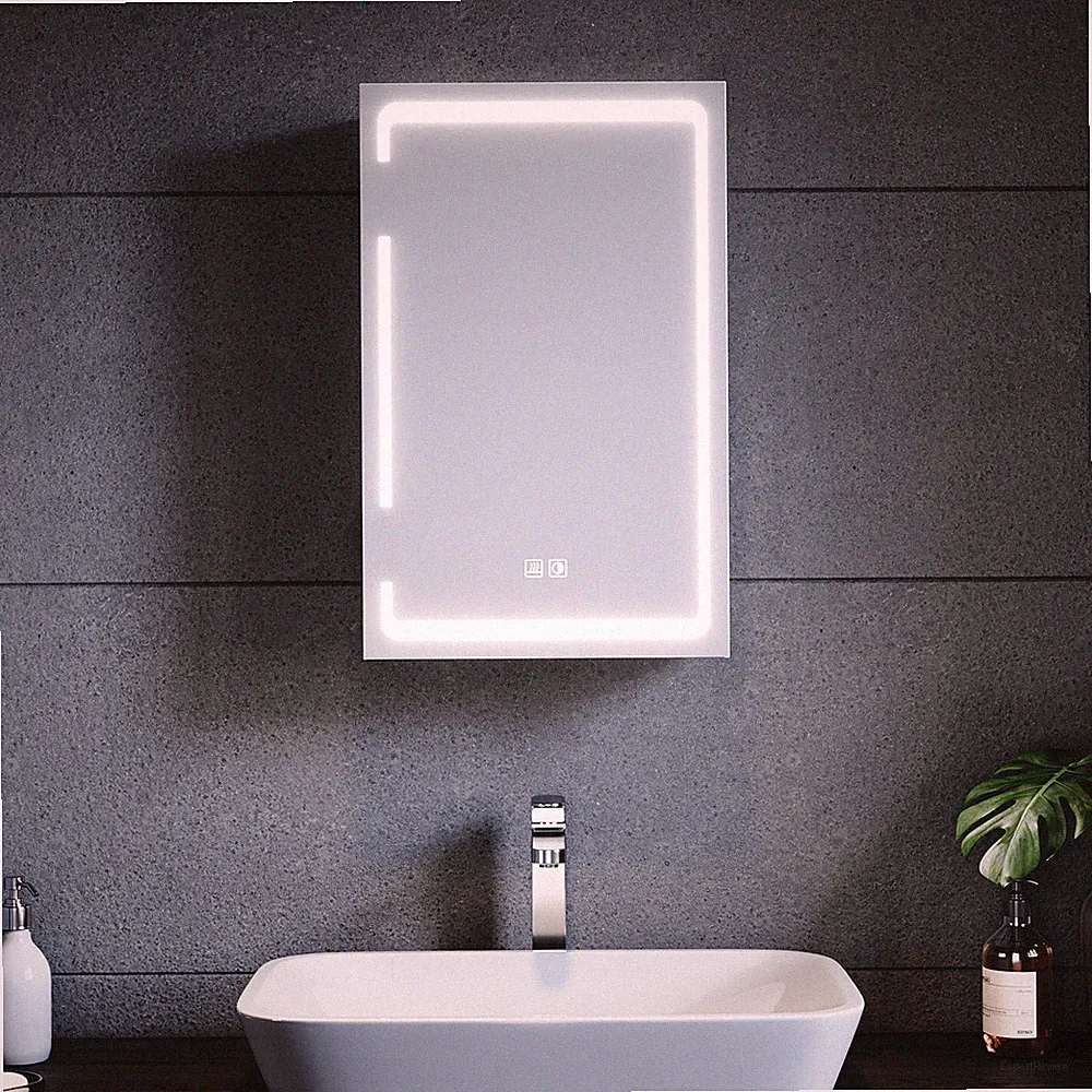 Spiegelschrank mit LED 3 Lichtfarbe Beschlagfrei Steckdose Badschrank Badspiegel