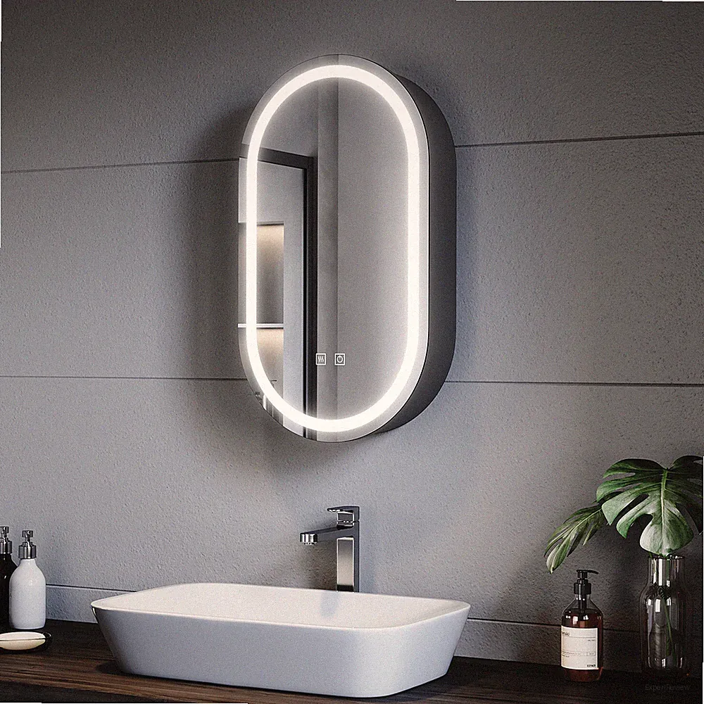 Spiegelschrank mit LED 3 Lichtfarbe Steckdose Anti-Beschlag Hängespigel 40x70cm