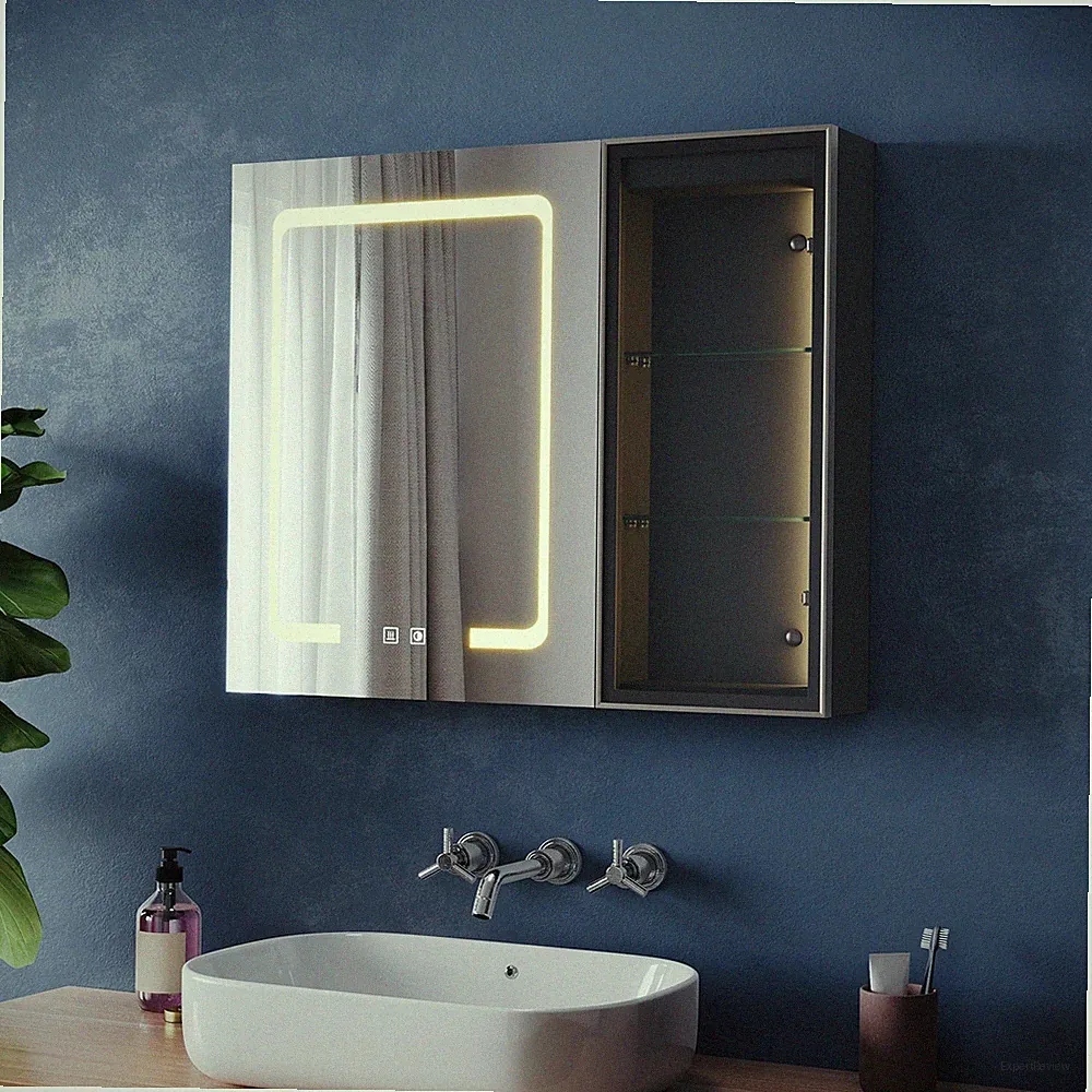 Spiegelschrank mit LED Badezimmerspiegel Beschlagfrei Touch Steckdose Bad 70x60