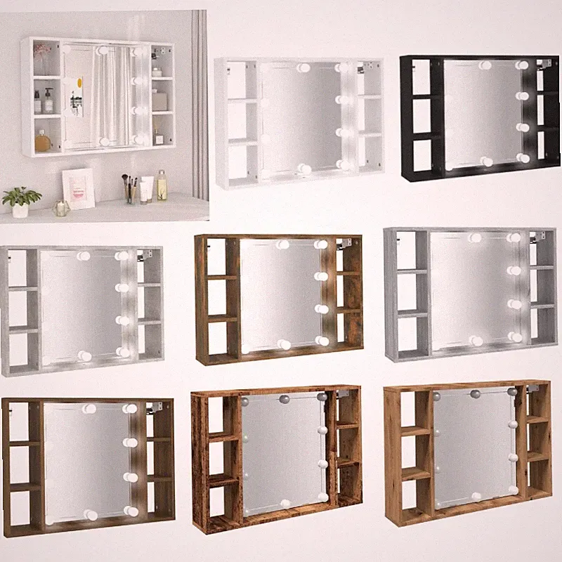 Spiegelschrank mit LED Badschrank Badspiegel Wandschrank Hängeschrank 76x15x55cm
