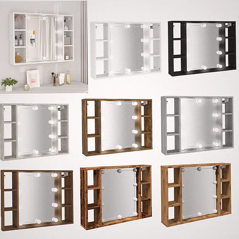 Spiegelschrank mit LED Badschrank Badspiegel Wandschrank Hängeschrank 76x15x55cm