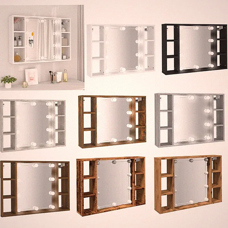 Spiegelschrank mit LED Badschrank Badspiegel Wandschrank Hängeschrank 76x15x55cm