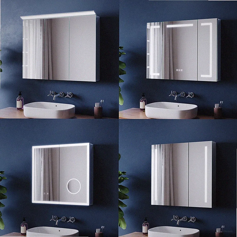 Spiegelschrank mit LED-Beleuchtung Badezimmerschrank Wandschrank Spiegel 36-80cm
