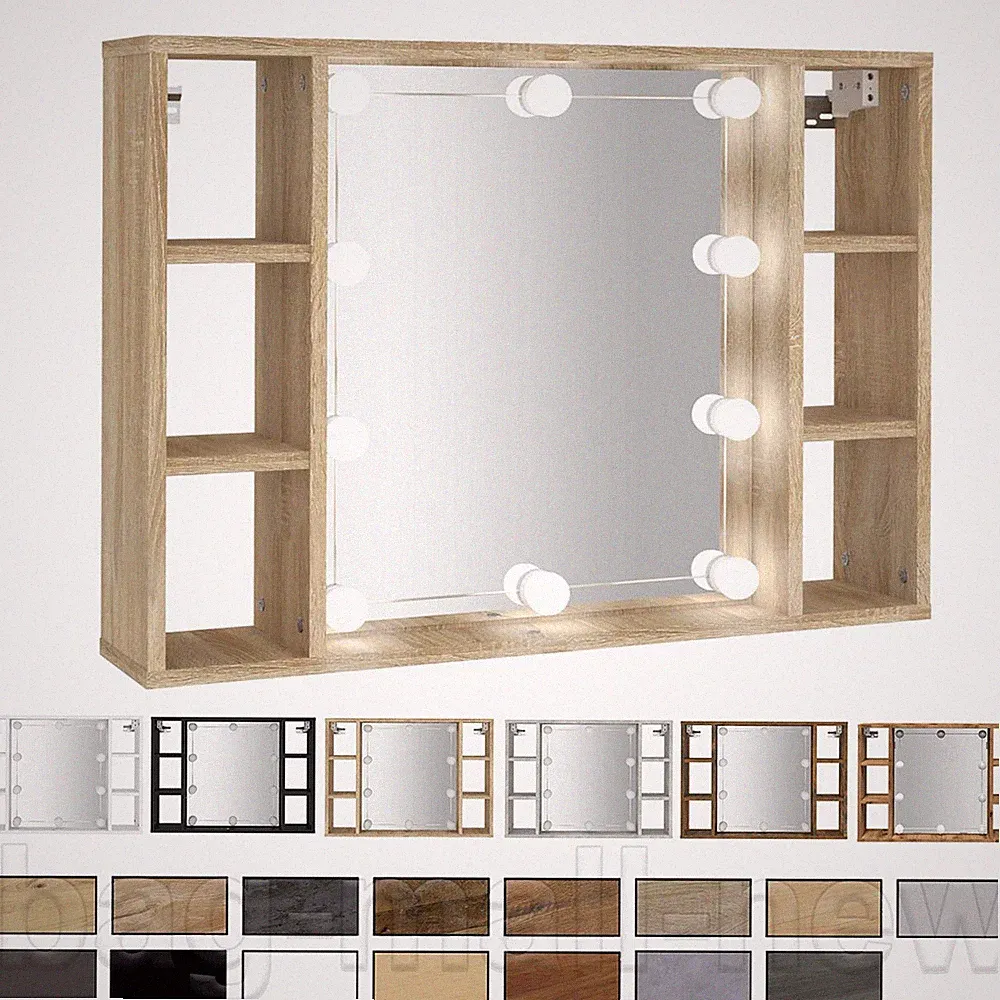 Spiegelschrank mit LED Beleuchtung Badspiegel Hängeschrank Wandschrank 76x15x55