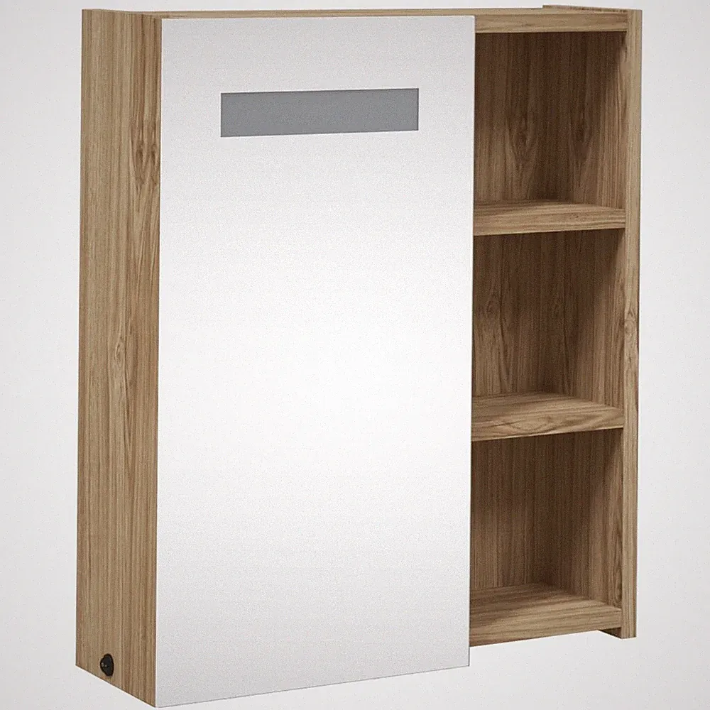 Spiegelschrank Mit LED-Beleuchtung Eichenoptik 45x13x52 Cm