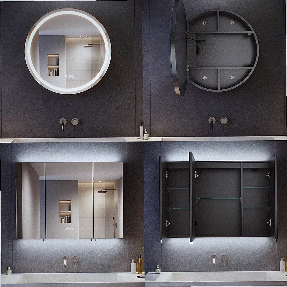 Spiegelschrank mit LED Beleuchtung Steckdose Badezimmerschrank Wandschrank 38-90