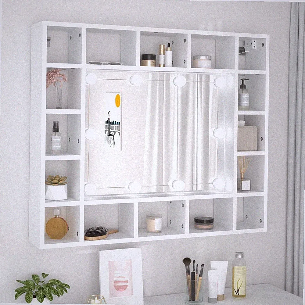 Spiegelschrank mit LED Beleuchtung Steckdose Badschrank Badspiegel Acryl