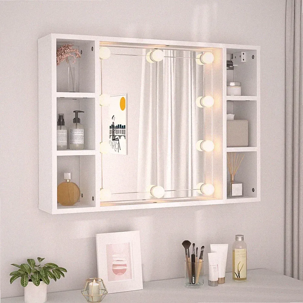 Spiegelschrank mit LED Spiegelschrank Badschrank USB Badezimmerspiegel DE