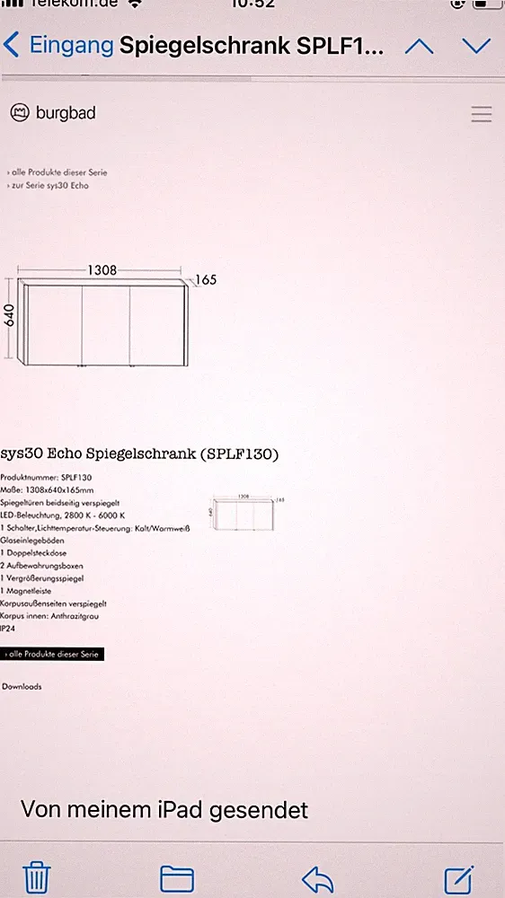 30 cm Beleuchteter Spiegelschrank