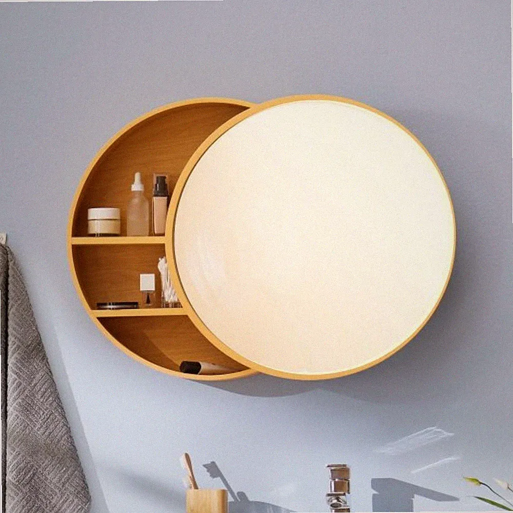 Spiegelschrank Spiegel Badezimmerschrank Wandschrank Schrank Bad rund Ø50x13 cm