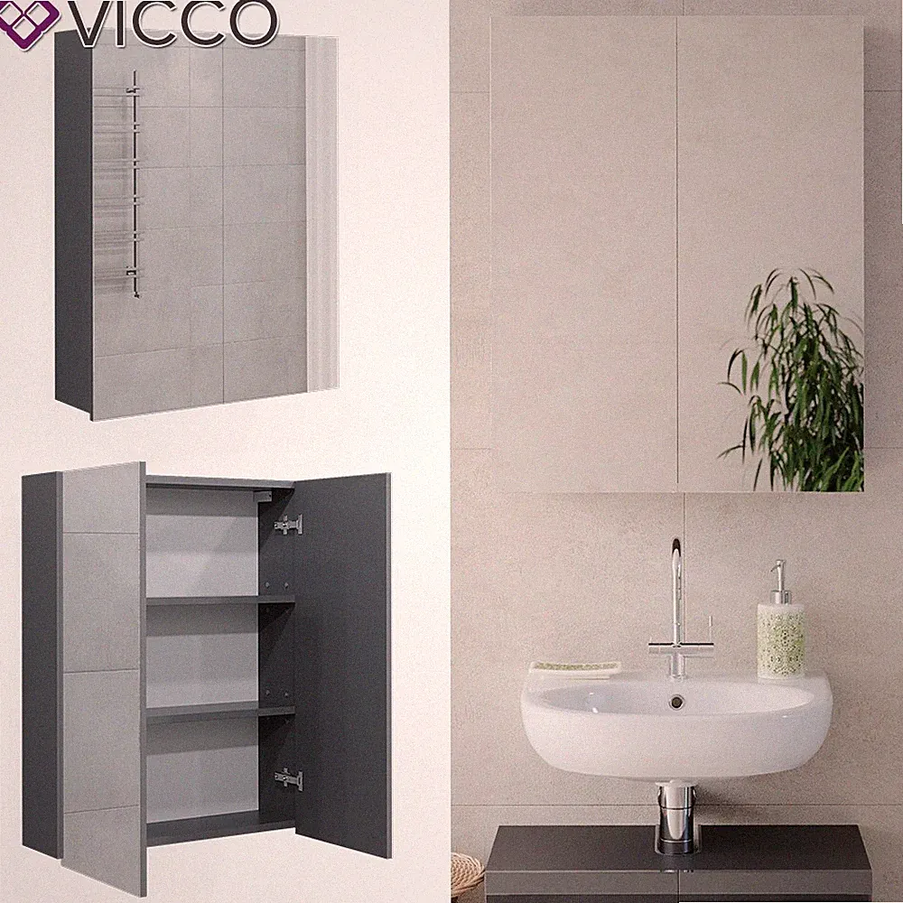 Spiegelschrank Spiegel Badspiegel Wandspiegel Badezimmer Freddy Anthrazit Vicco