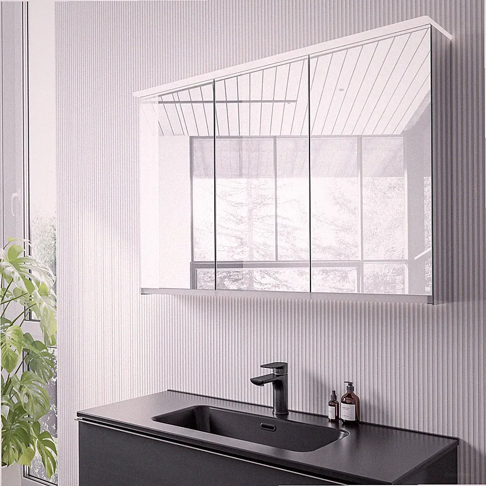 Spiegelschrank VARO 100 / 120cm Breite wählbar 3 Türen LED Waschtischbeleuchtung