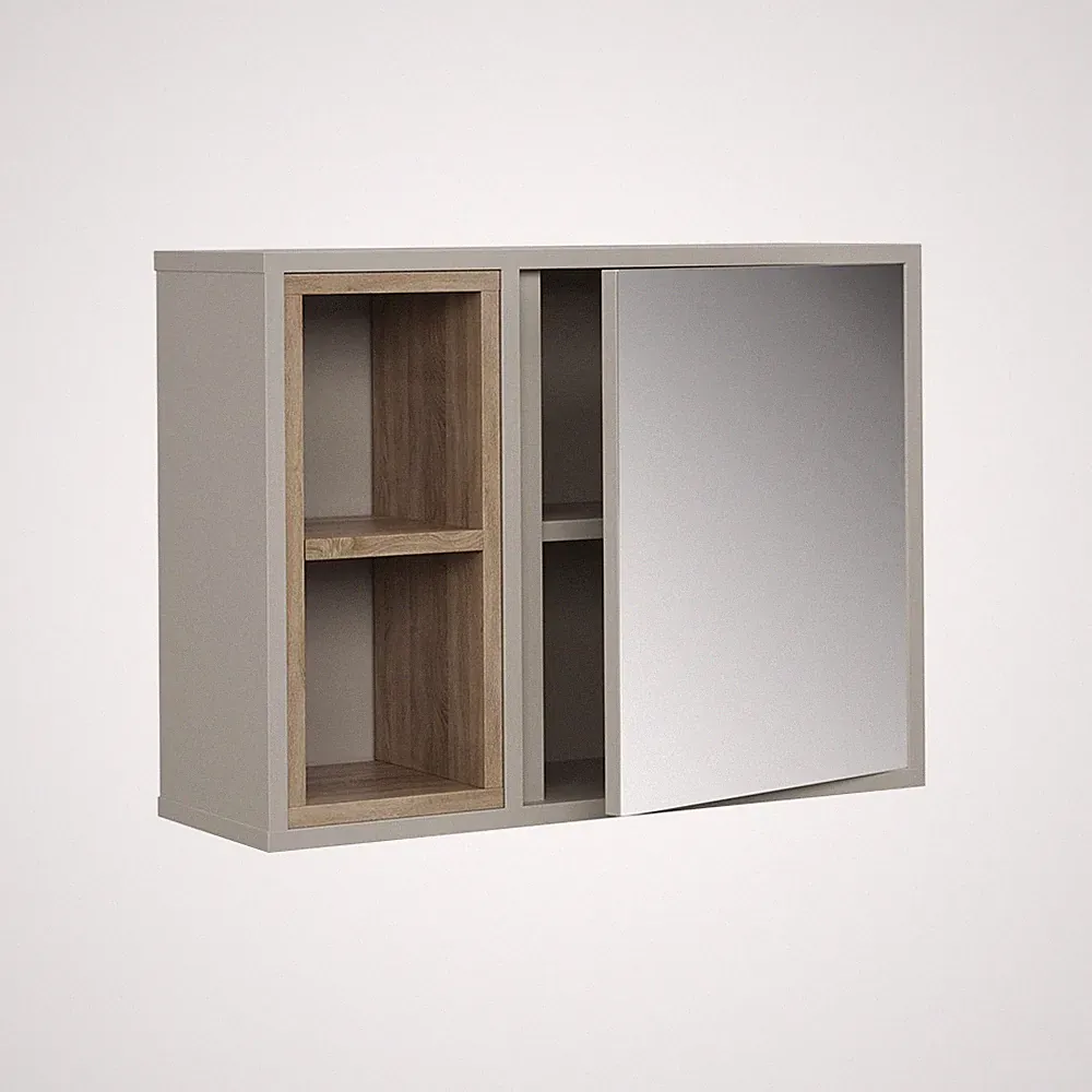 Spiegelschrank Vicco Elnor 60 x 45 cm mit 2 offenen Fächern & 1 Tür