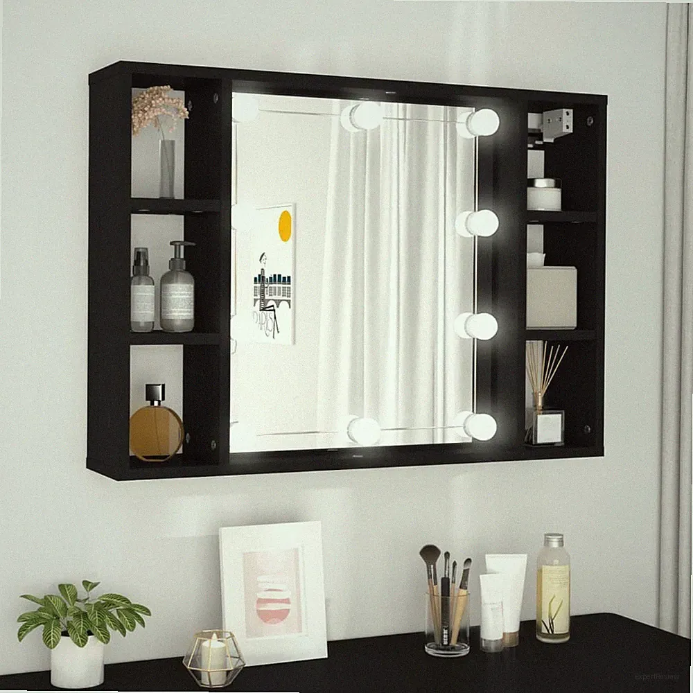 Spiegelschrank Wandregal mit LED-Leuchten Wandschrank Schminkspiegel Badezimmer