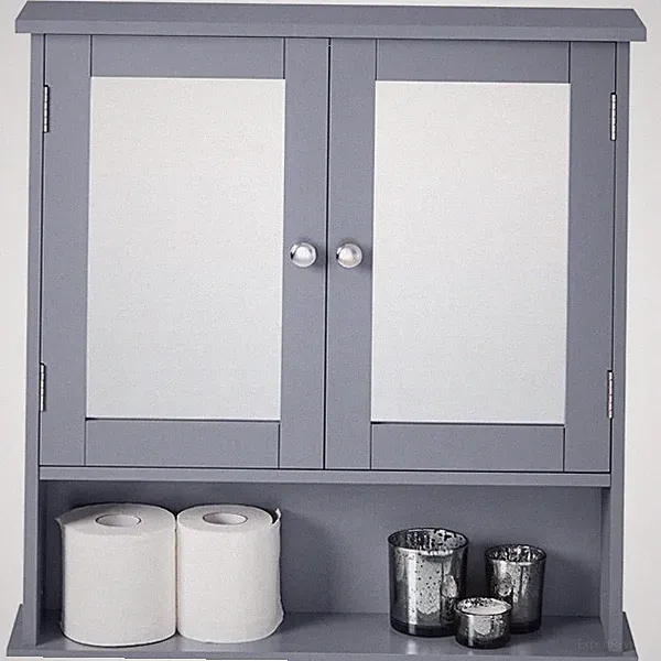 Spiegelschrank Wandschrak Hängeschrank Badschrank mit Spiegeltür & Ablagen Grau