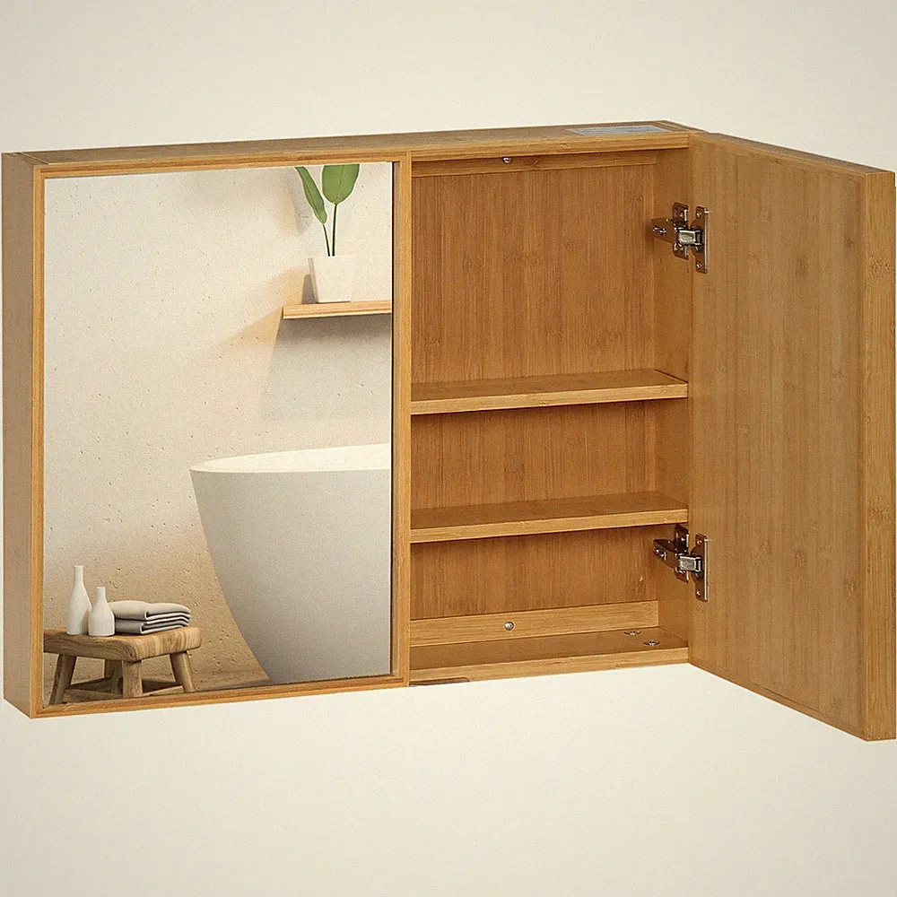 Spiegelschrank, Wandschrank mit 3 Innenböden, Badspiegelschrank Refurbished