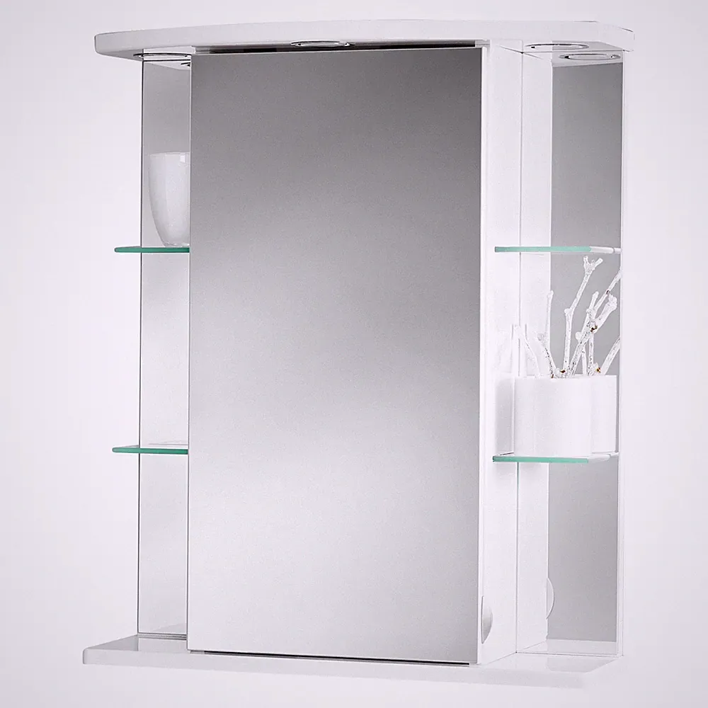 Spiegelschrank - weiß Hochglanz - Kristallglas - 55 cm breit