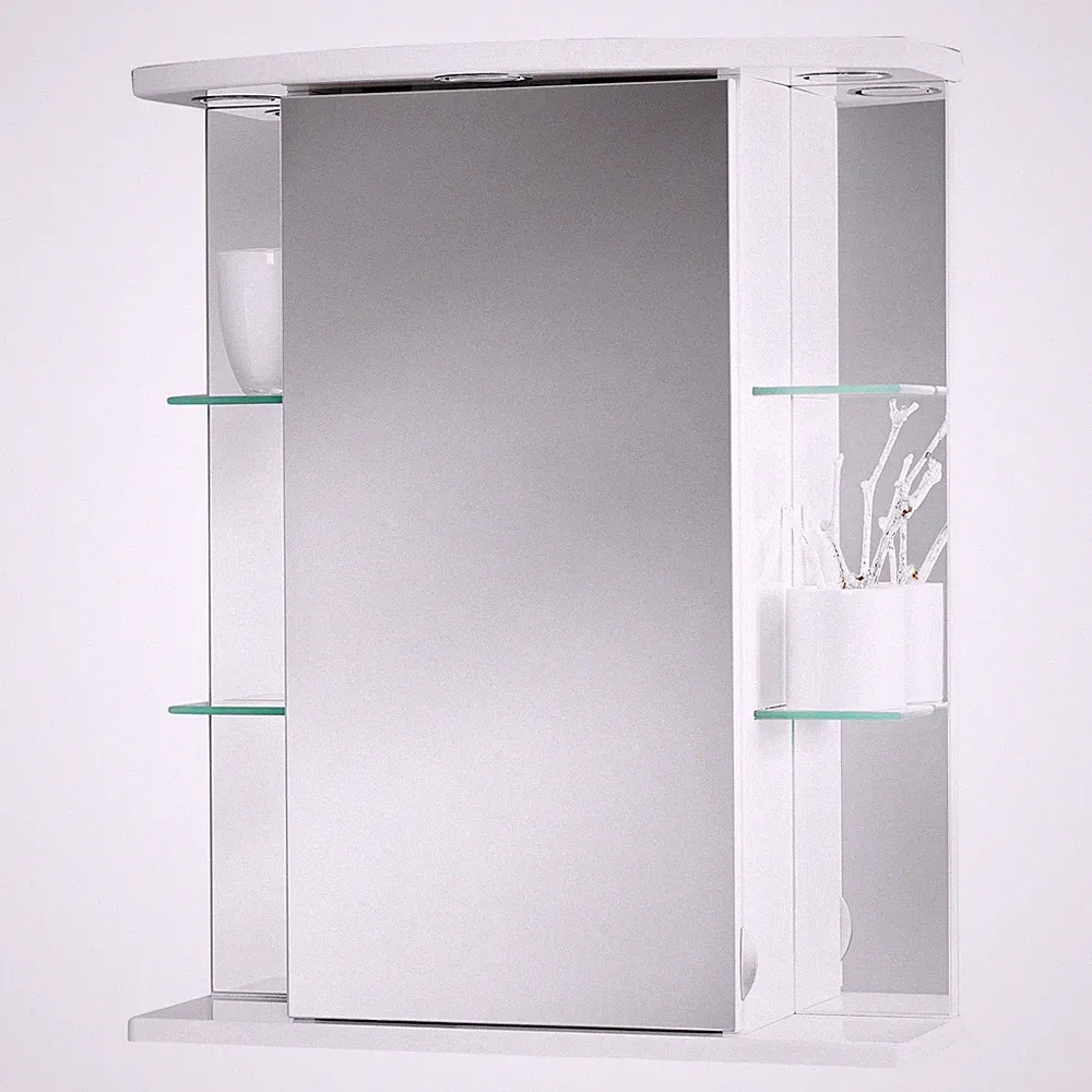 Spiegelschrank - weiß Hochglanz - Kristallglas - 55 cm breit