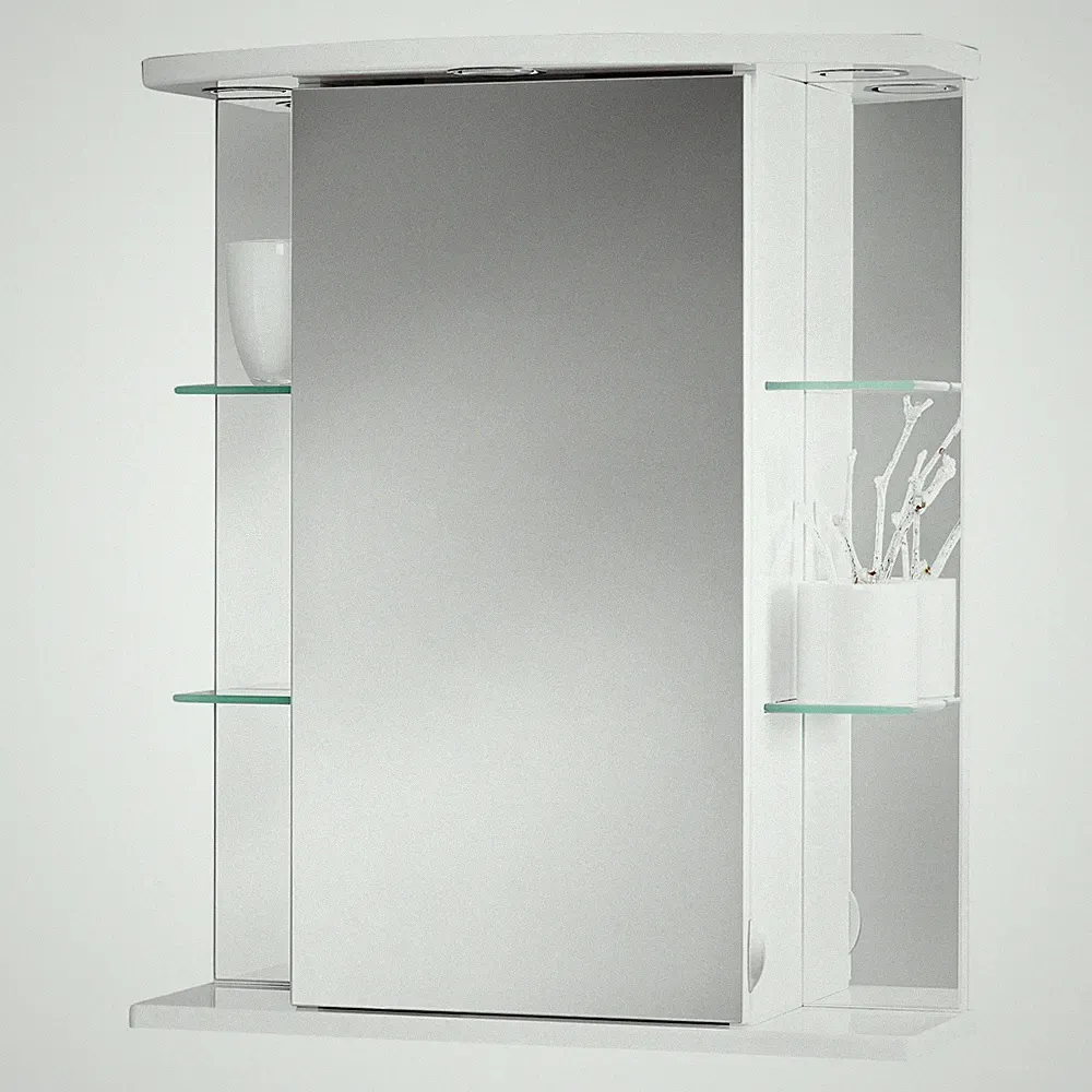 Spiegelschrank - weiß Hochglanz - Kristallglas - 55 cm breit