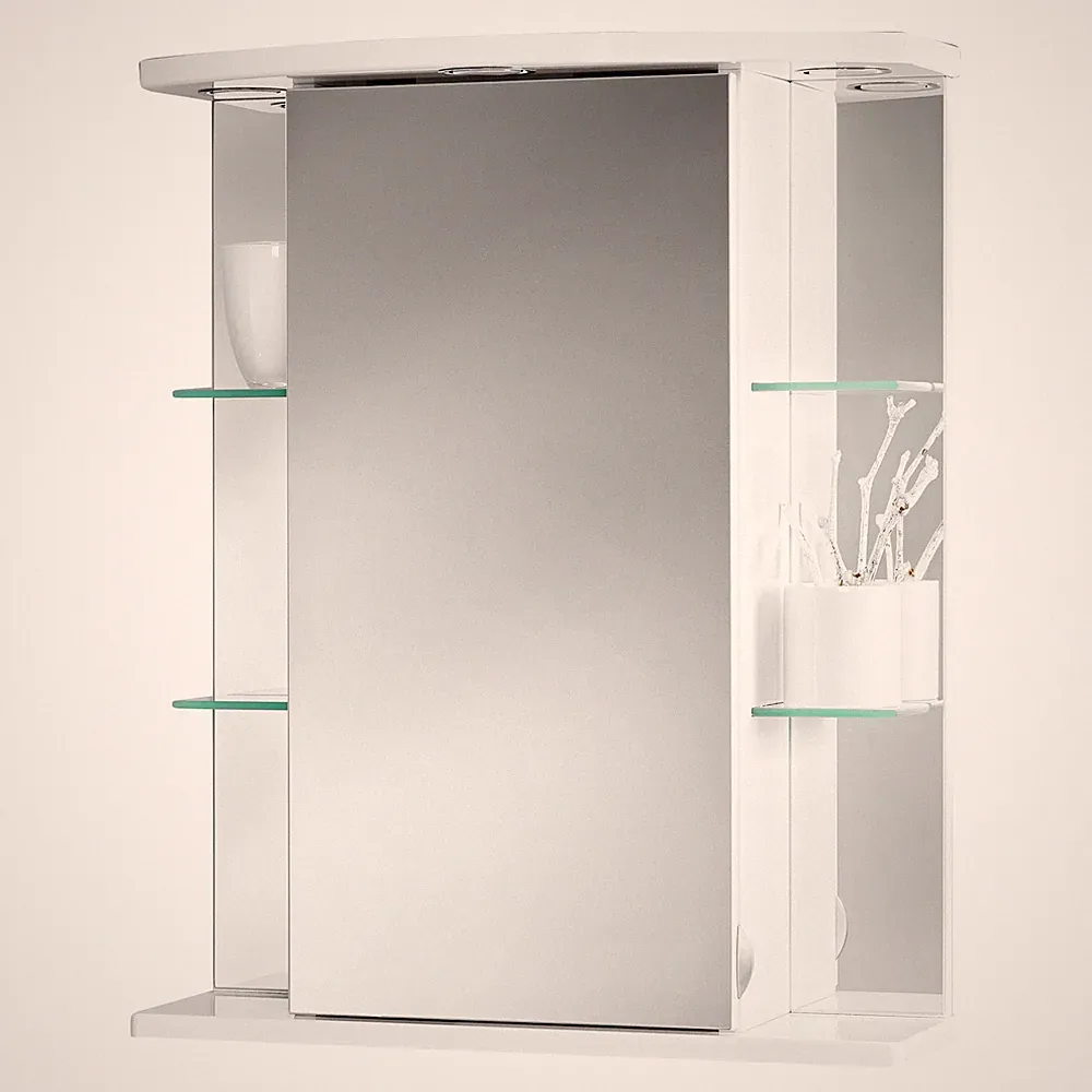 Spiegelschrank - weiß Hochglanz - Kristallglas - 55 cm breit
