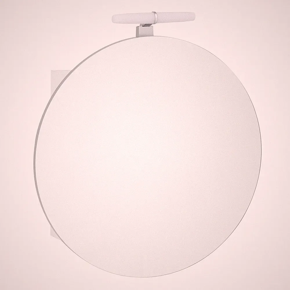 Spiegelschrank - weiß matt - mit Beleuchtung - Ø 65 cm