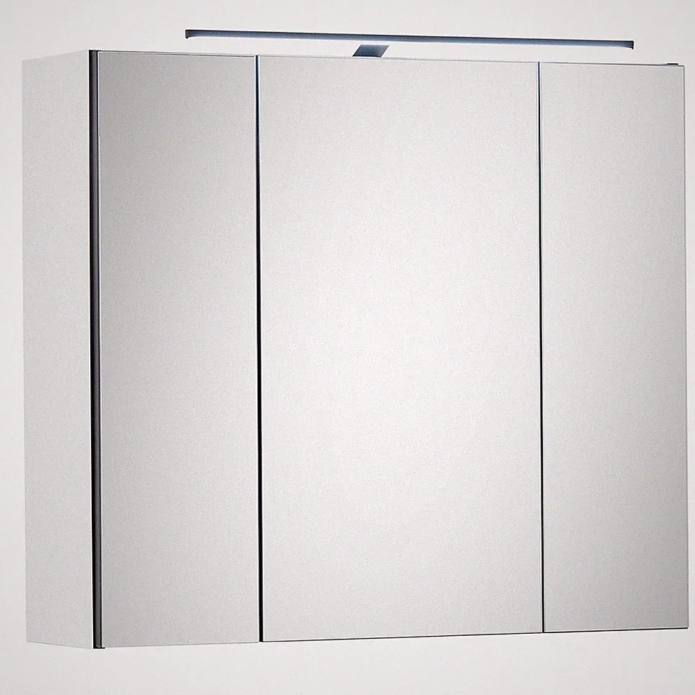 Spiegelschrank - weiß matt - schwarz - 80 cm