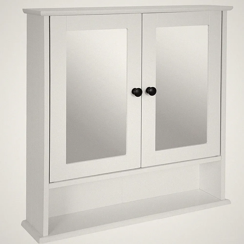 Spiegelschrank - weiß - offenes Fach - 56 cm