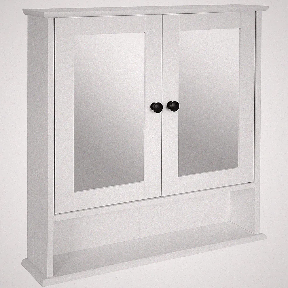 Spiegelschrank - weiß - offenes Fach - 56 cm