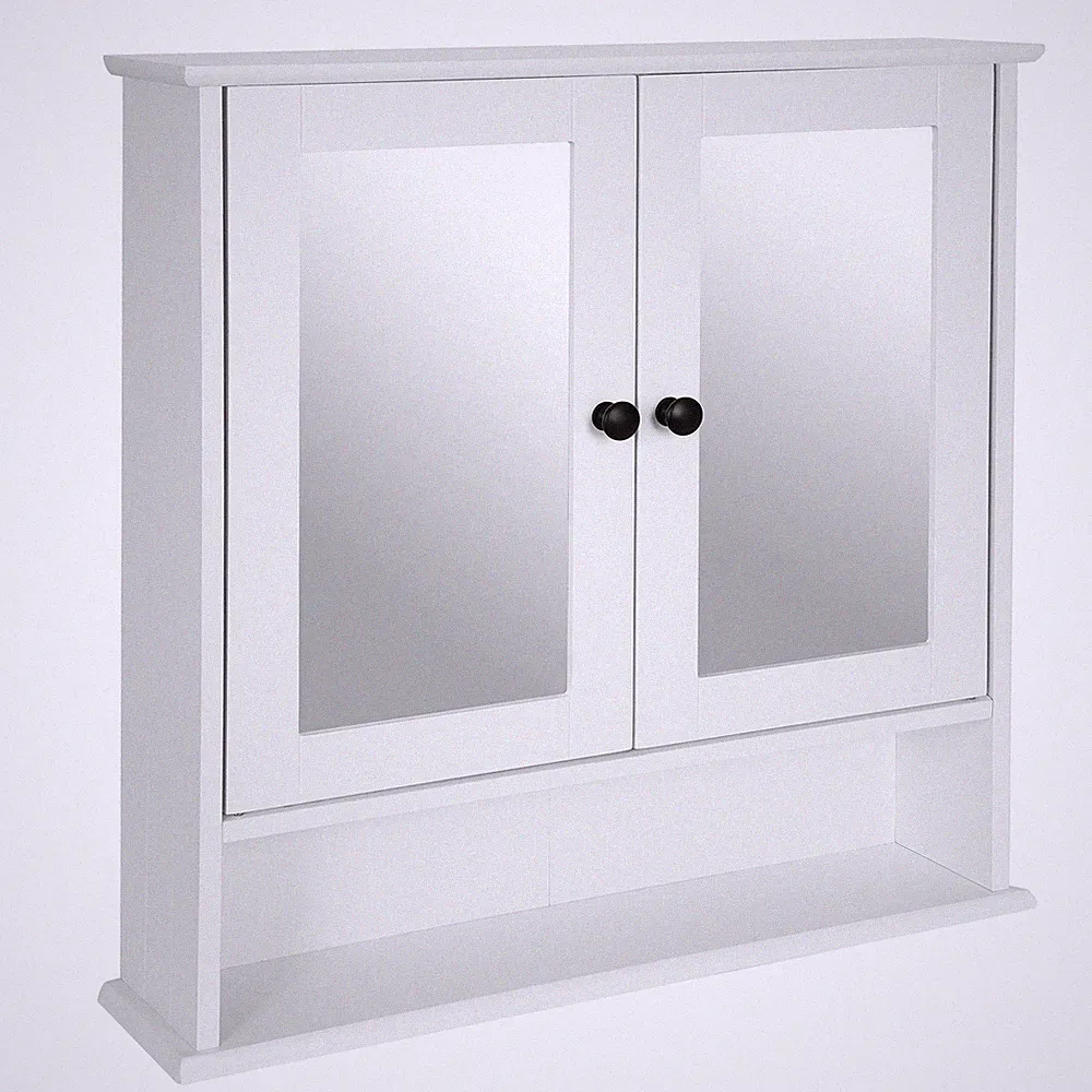 Spiegelschrank - weiß - offenes Fach - 56 cm