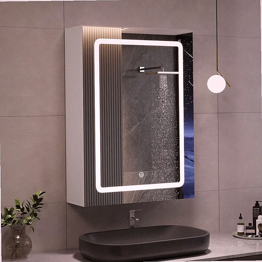 Stilvoller Spiegelschrank mit LED-Beleuchtung 50x16x70cm - Berührungssensor