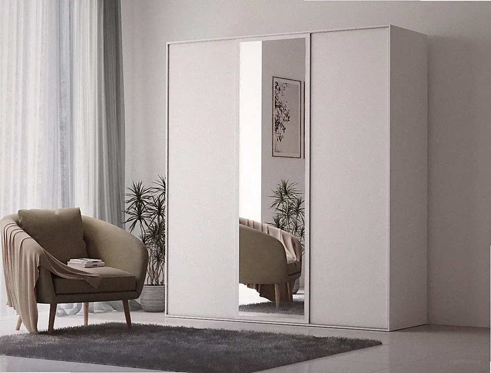 TAMARO T-8 Kleiderschrank Schiebeschrank mit Spiegel Schiebetüren Breite 180 cm