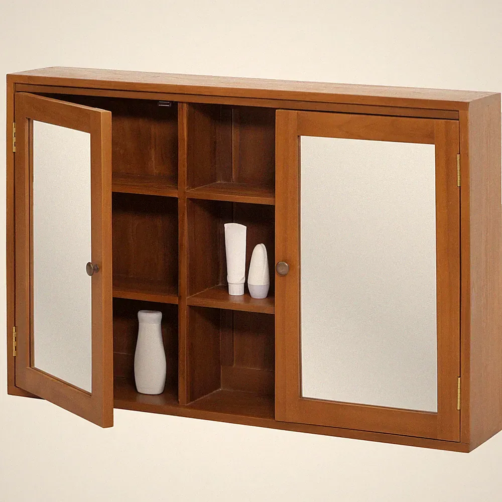 Teak-Spiegelschrank HWC-M85, Badspiegelschrank, B-Grade-Teak, 70x100x20cm