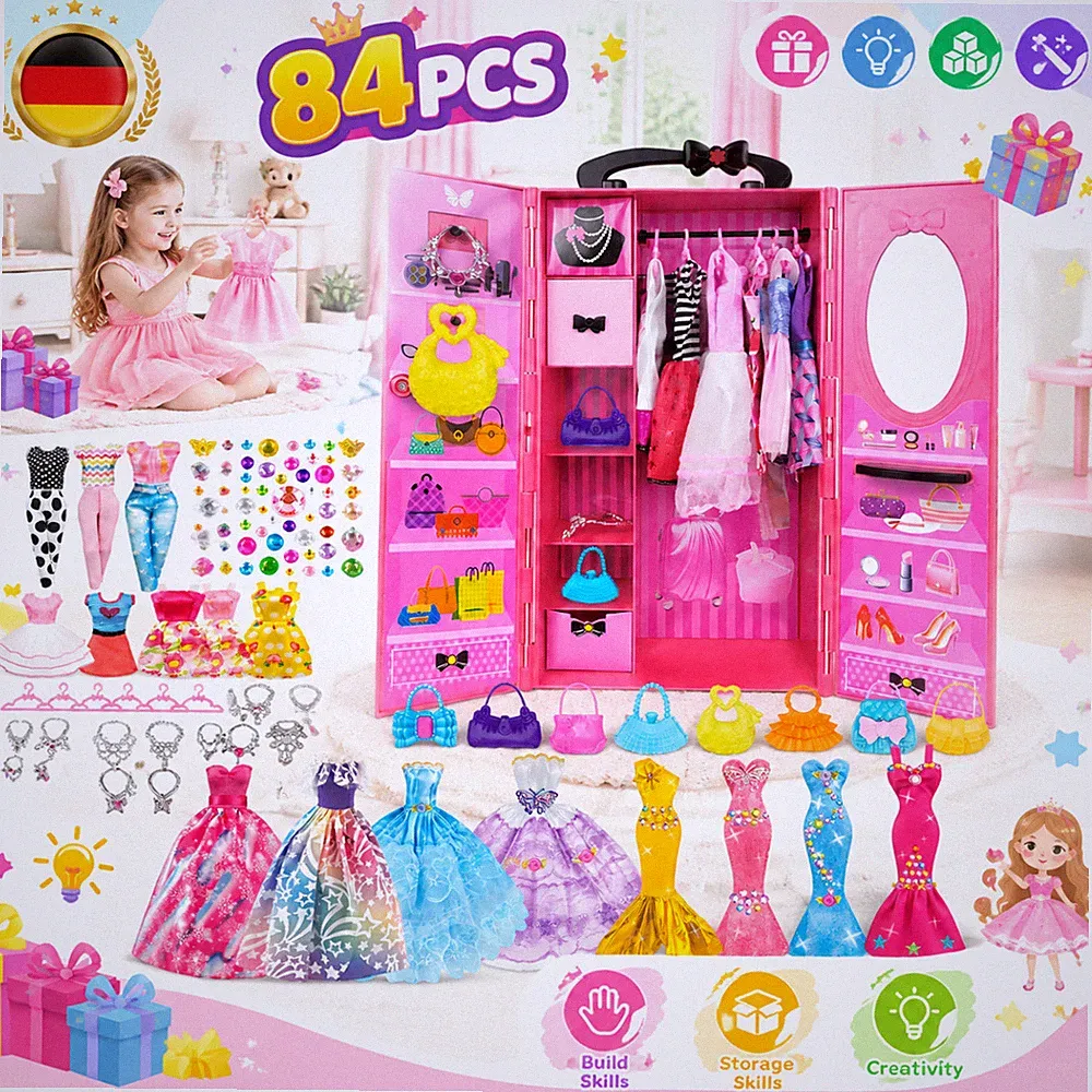 Tragbarer Aufbewahrungsschrank Mit Spiegel 84‑teiliges Kleiderschrank Hochwertig