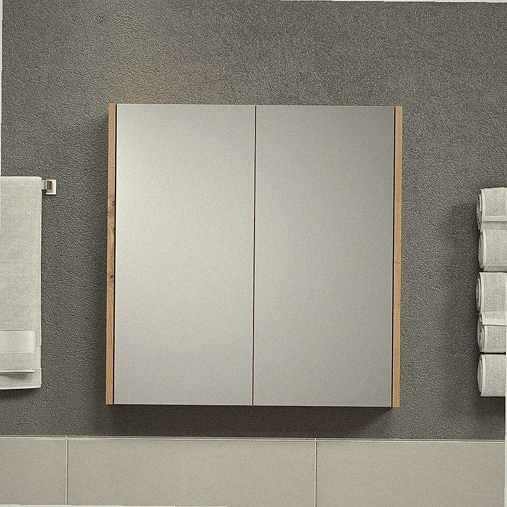 trendteam Spiegelschrank Spiegel Weiß Eiche - Badezimmer Touch - 69 x 70 x 15 cm