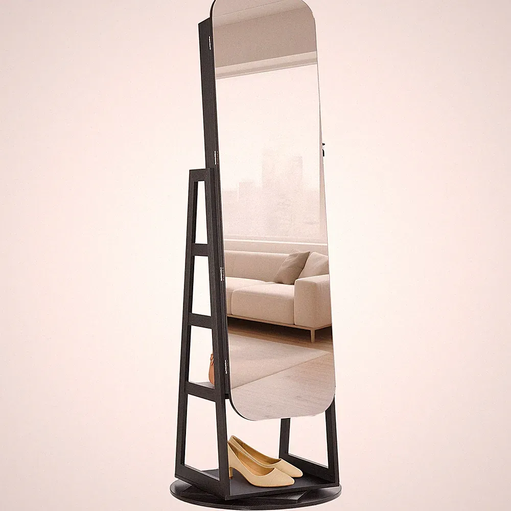 Uimoso 360° Drehbarer Schmuckschrank mit Ganzkörperspiegel und Stauraum, 160 cm