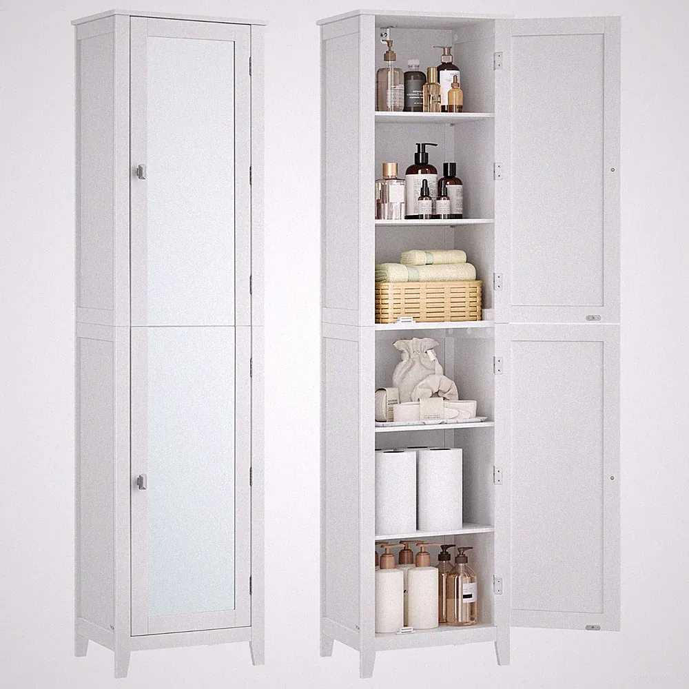 VASAGLE Hochschrank, Badezimmerschrank mit Ganzkörperspiegel