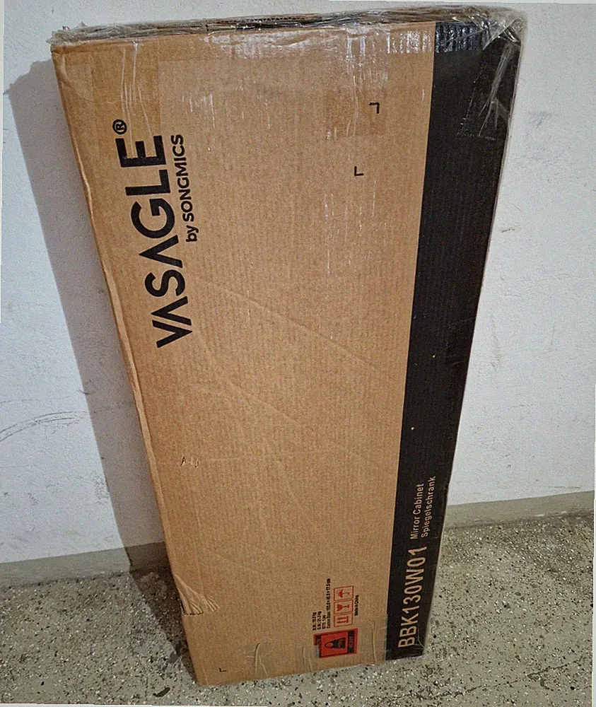 VASAGLE Spiegelschrank 3 Spiegeltüren Weiß 90x75x15 cm BBK130W01