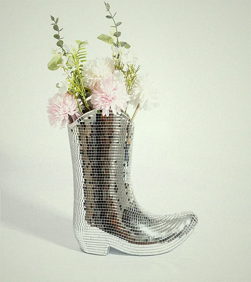 Vase Stiefel Disco Santiago Keramik Deko Spiegel 24 x 22 cm