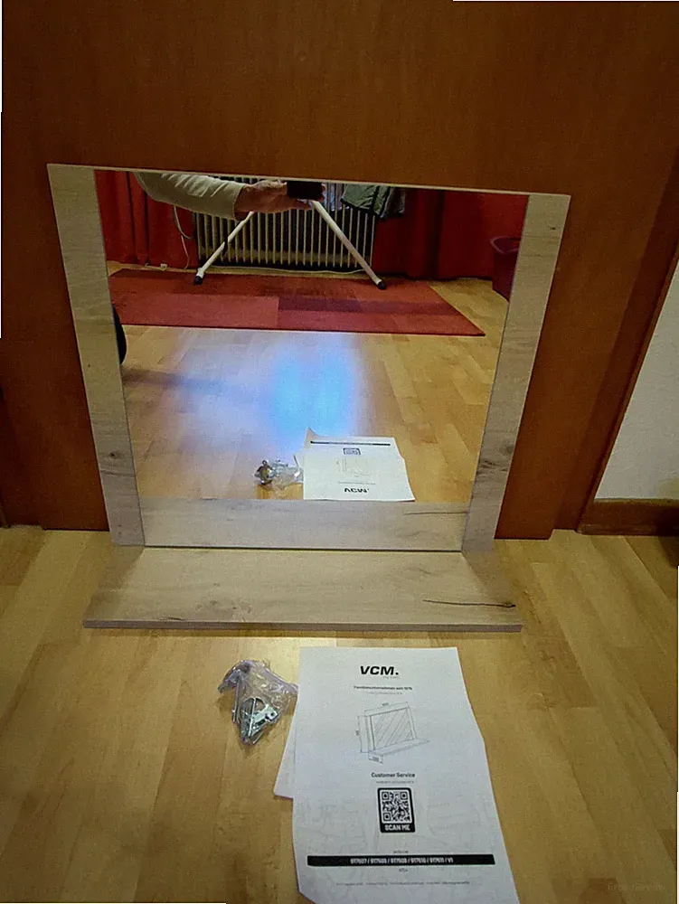 VCM Holz Glas Badspiegel Wandspiegel