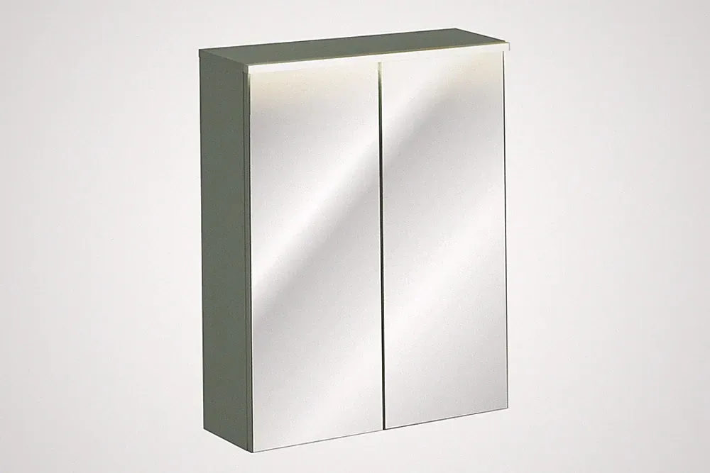 VERDANO Spiegelschrank 60cm | 2-türig | integrierte Front LED-Leuchte | VERDANO