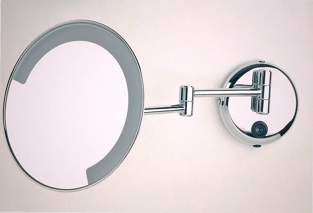 Vergrößerungsspiegel (2X) für Badezimmer an Wand mit Licht Ott Chrom Made in Italy