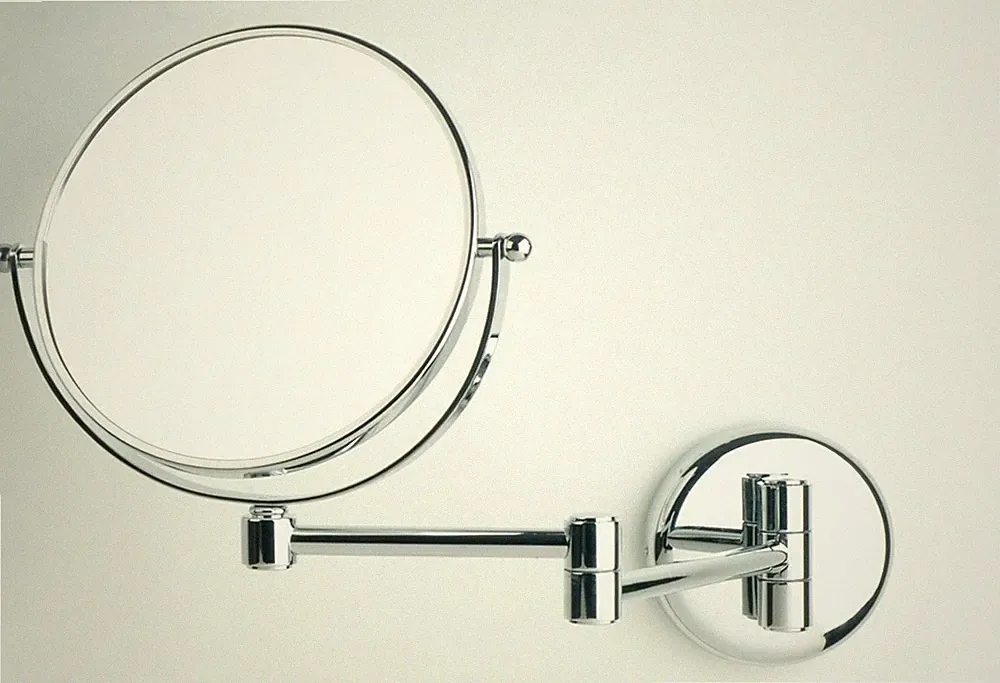 Vergrößerungsspiegel (2X) für Badezimmer Wand Messing verchromt Made in Italy