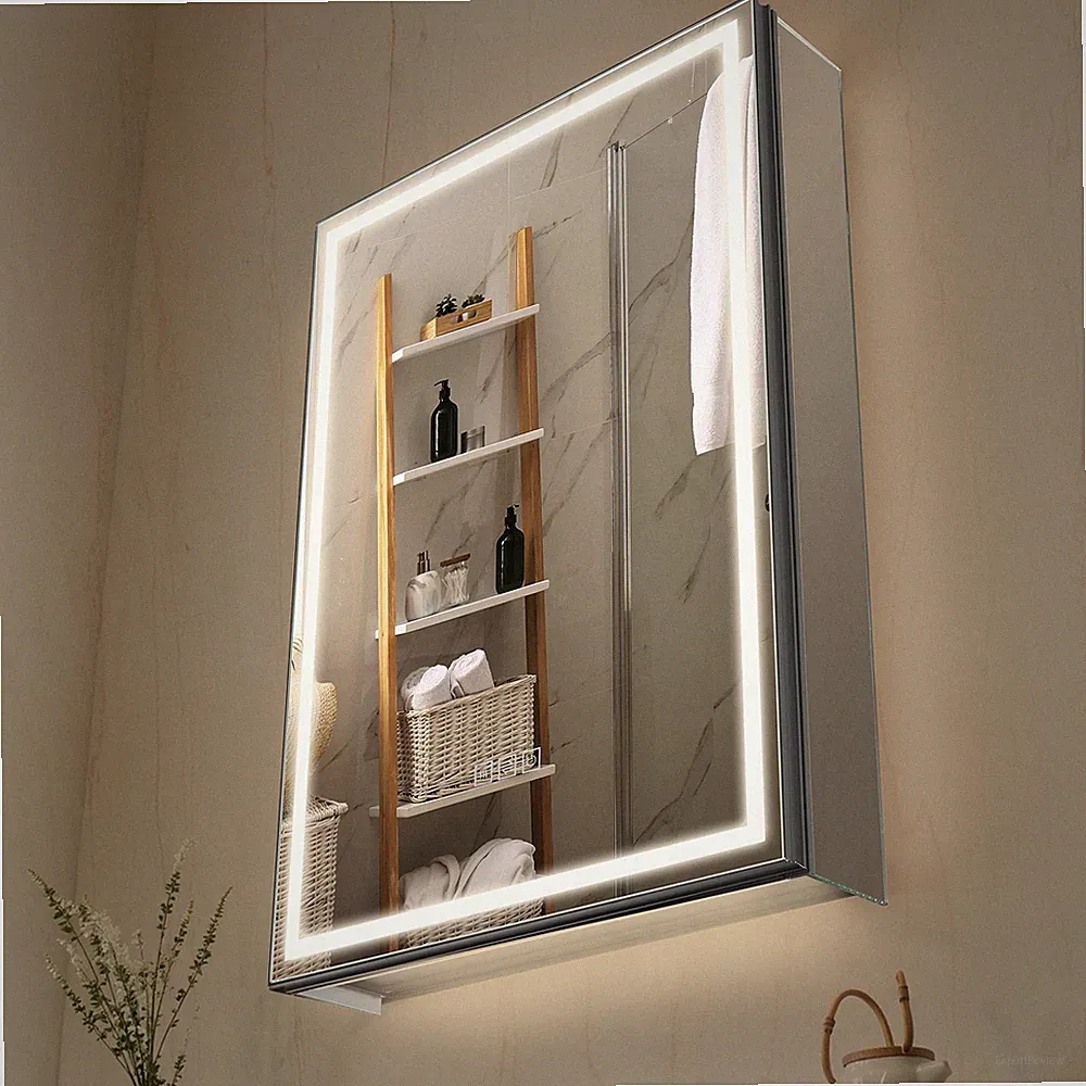 VEVOR Beleuchteter Spiegel Medizinschrank 50x70cm Unterbeleuchtung Einbauwand