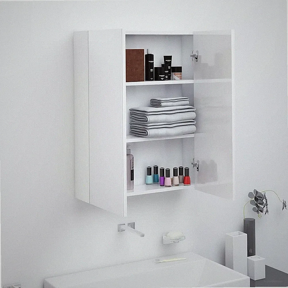 VidaXL Bad-Spiegelschrank 60x15x75 Cm MDF Glänzendes Weiß