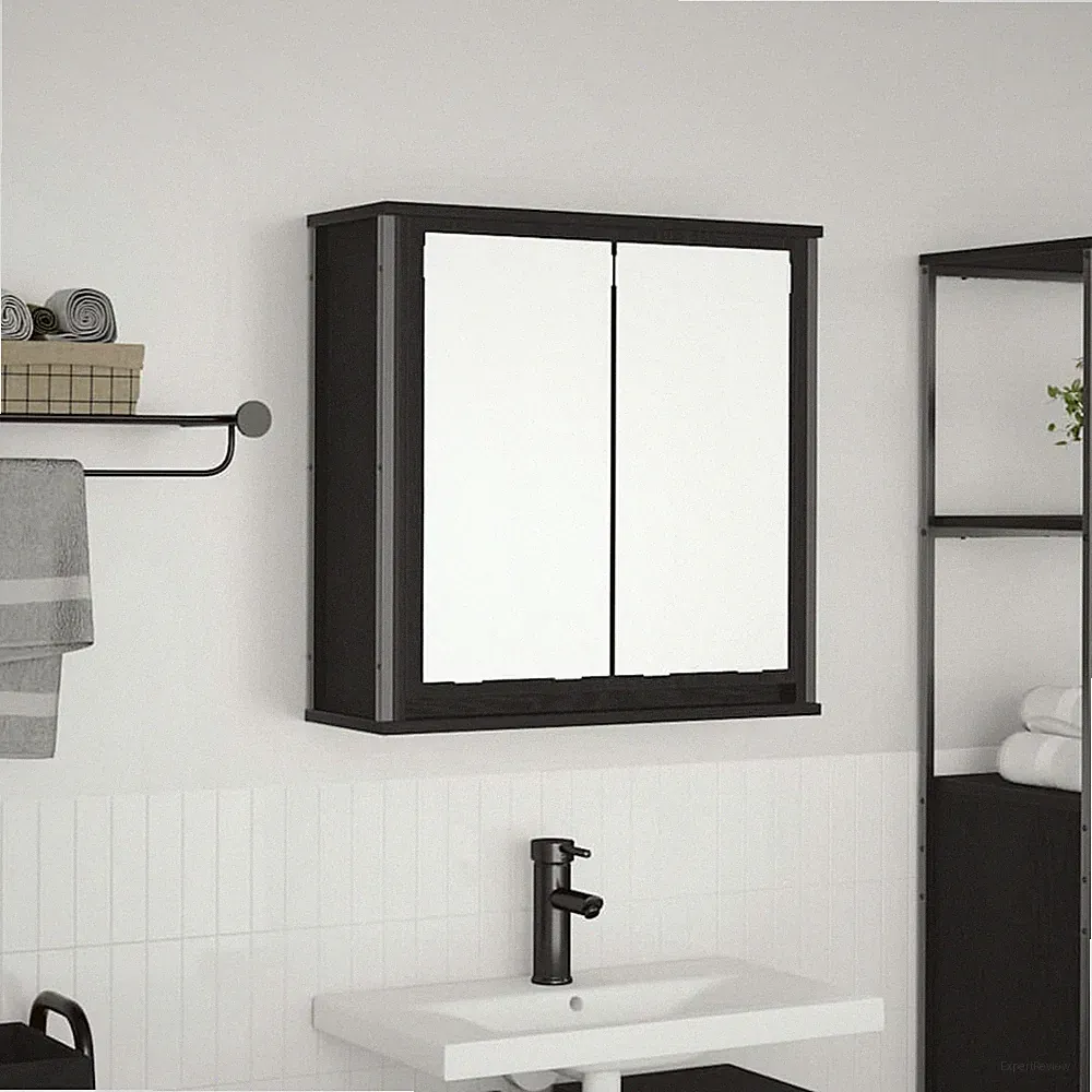 VidaXL Bad-Wandschrank Mit Spiegel Schwarz Eichen-Optik 60x21x60 Cm