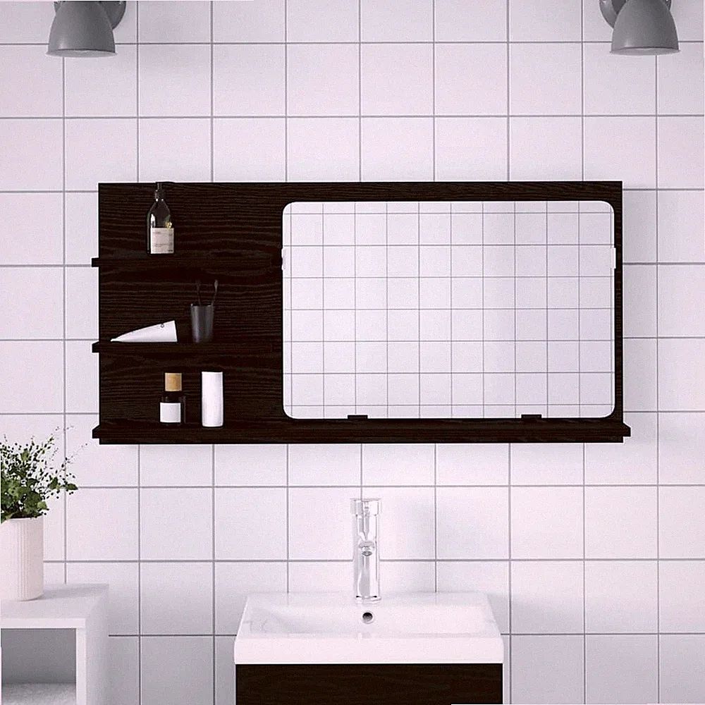 VidaXL Badezimmer-Spiegelschrank Schwarze Eiche 90 X 11 X 45 Cm Holzwerkstoff