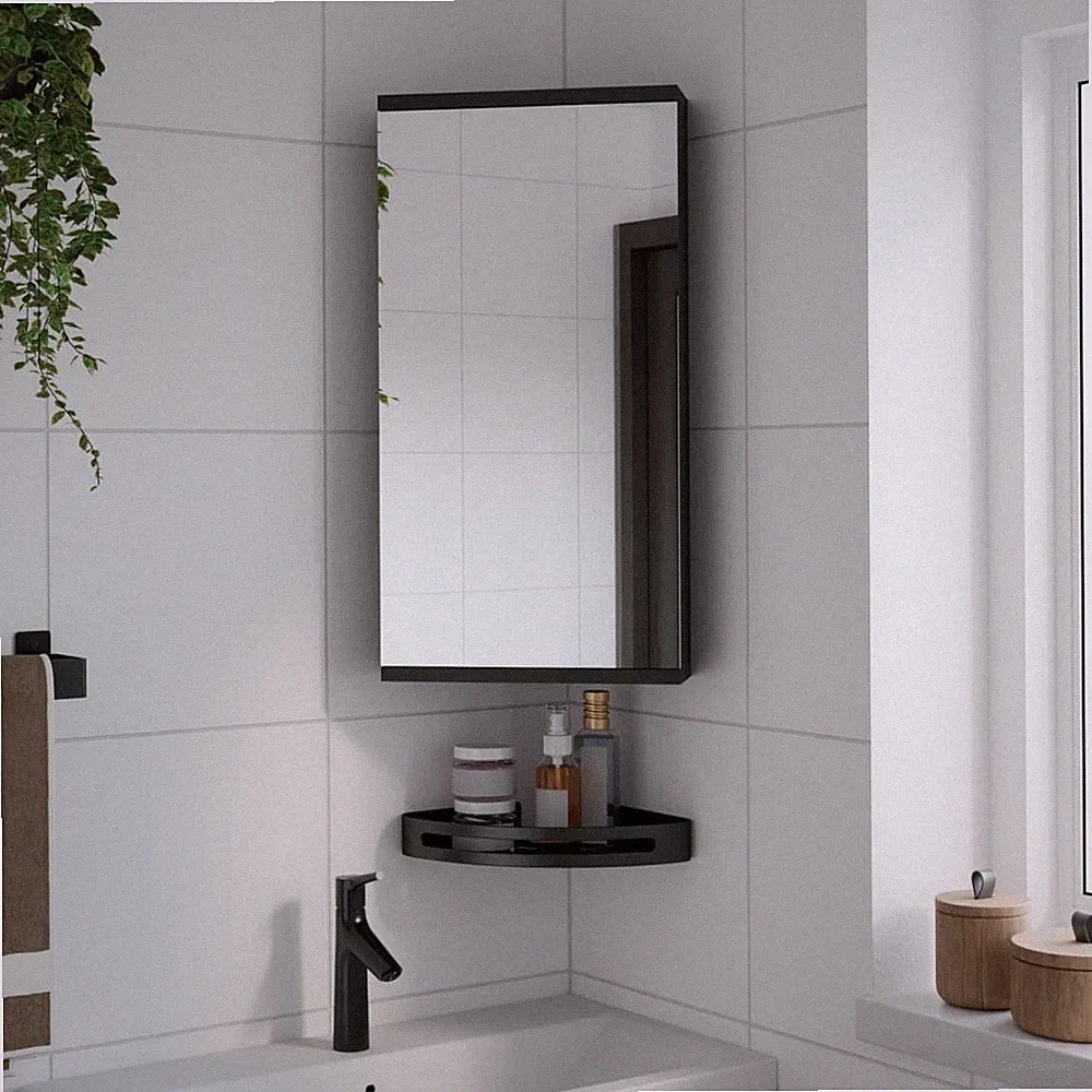 VidaXL Eck-Spiegelschrank Schwarz 30x24x60 Cm