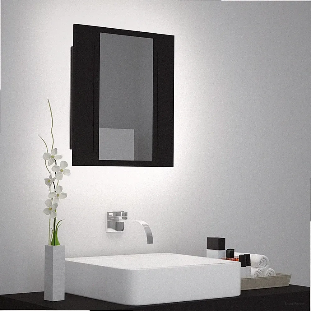 vidaXL LED-Bad-Spiegelschrank Weiß 40x12x45 cm Acryl