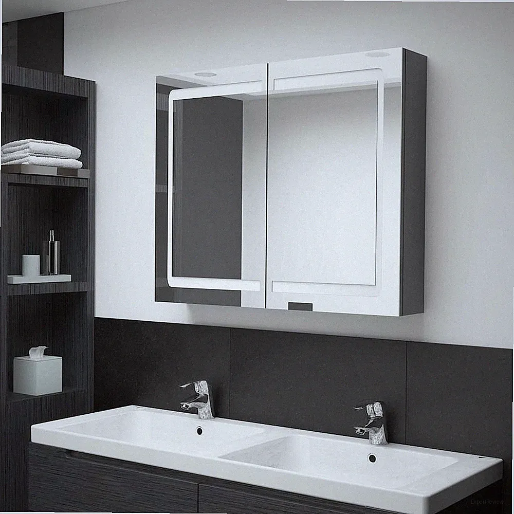 VidaXL LED-Spiegelschrank Fürs Bad Grau 80x12x68 Cm